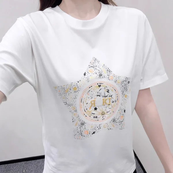 Dior Star Print Graphic T-Shirt White - 5