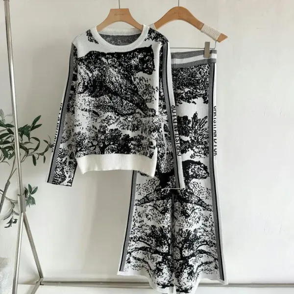 Dior Oblique Print Knit Set White / Black - 11