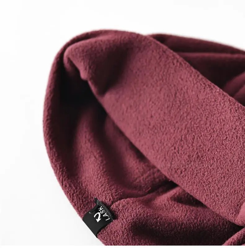 Design Fleece Beanie with Leather Eye Patch Detail Brown - 9