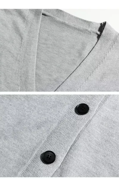 Design V-Neck Button-Up Cardigan Gray Sweater Outerwear.cardigan - 5