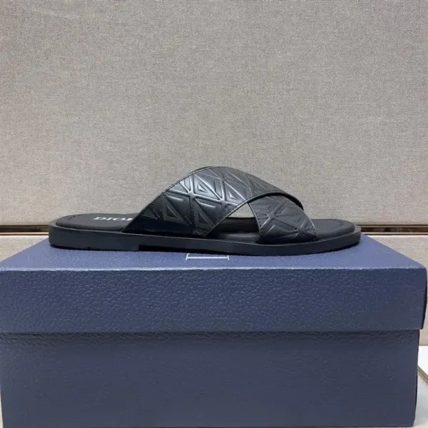 Dior Oblique Logo Slide Sandals Black Slippers - 47