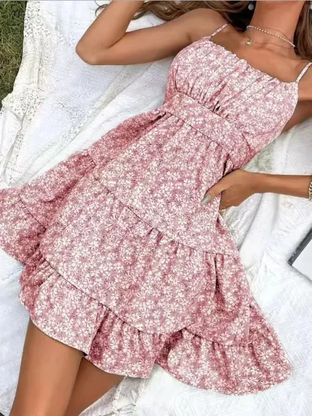 Design Floral Tiered Midi Dress in Mint Green - 11