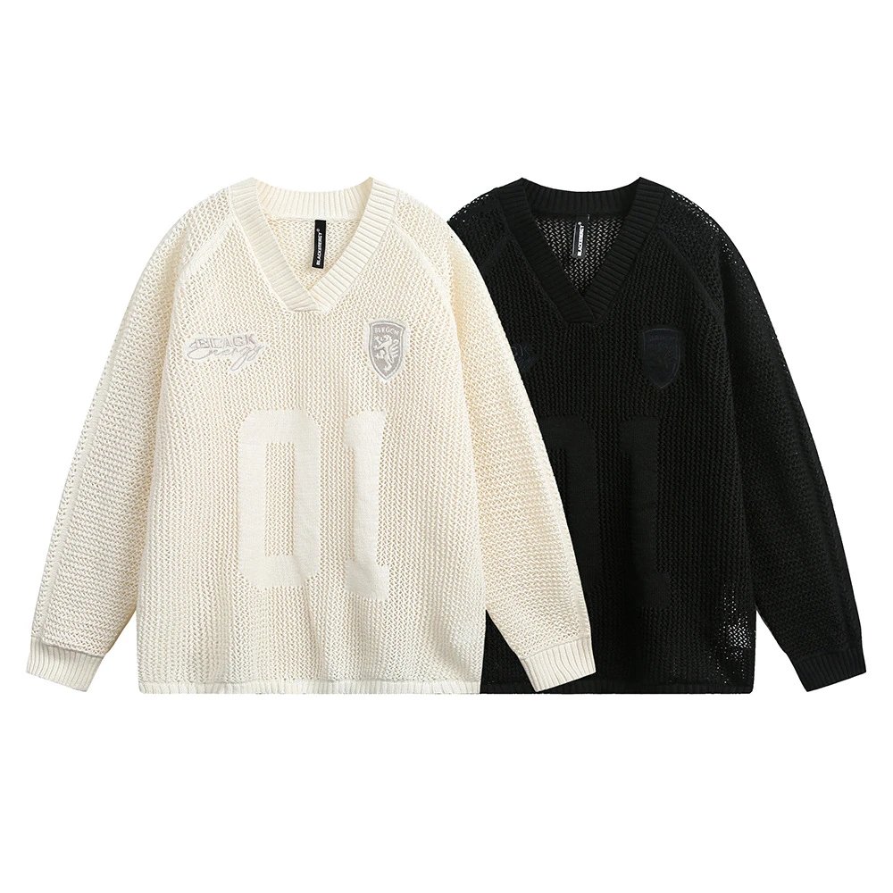 Design BLACK Energy 01 V-Neck Knit Sweater Cream Sweater - 2