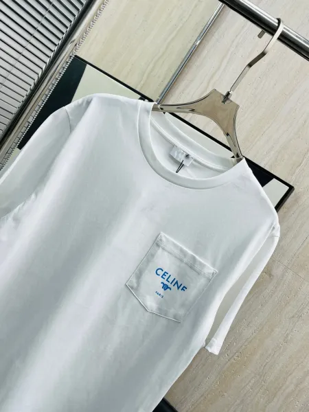 Celine Pocket Logo White T-Shirt - 5