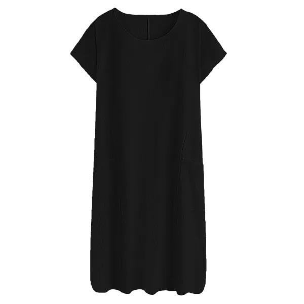 Design Loose Fit Linen Blend Tunic Dress White - 10