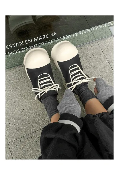 Design 1726 Black Canvas Toe Cap Sneakers Chunky Sneakers - 14