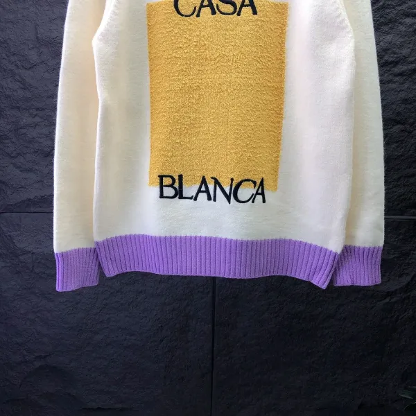 BLANCA Casa Graphic Knit Sweater Beige Purple - 9