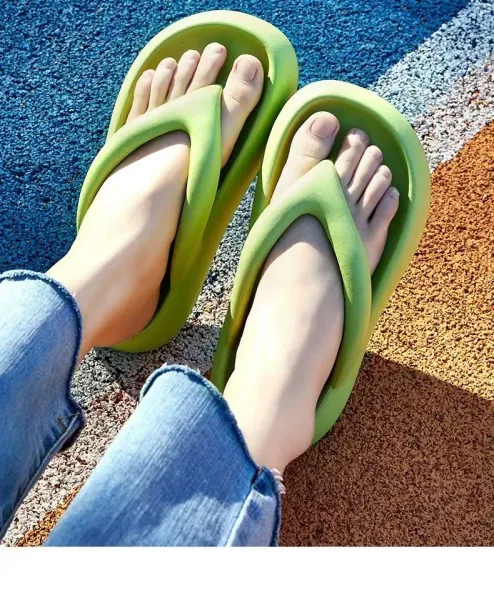 Design Chunky Flip-Flop Beige Slippers - 14