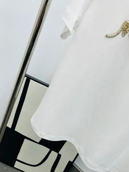 Miu Miu Embellished Logo White T-Shirt - 10