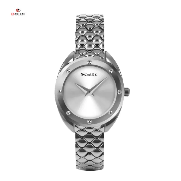 Design Belbi Women's Blue Dial Stainless Steel Watch with Scale-Link Bracelet Watches - 20