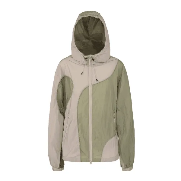 Design Windbreaker Jacket Purple and Gray Color-Block Hooded Outerwear - 6