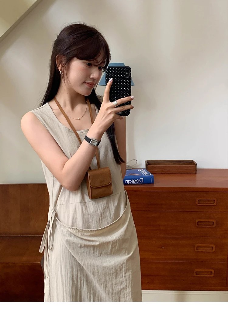 Design Wrap Detail Sleeveless Midi Dress Black - 12