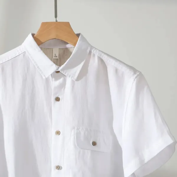 Design Short-Sleeve Button-Up Shirt White - 12