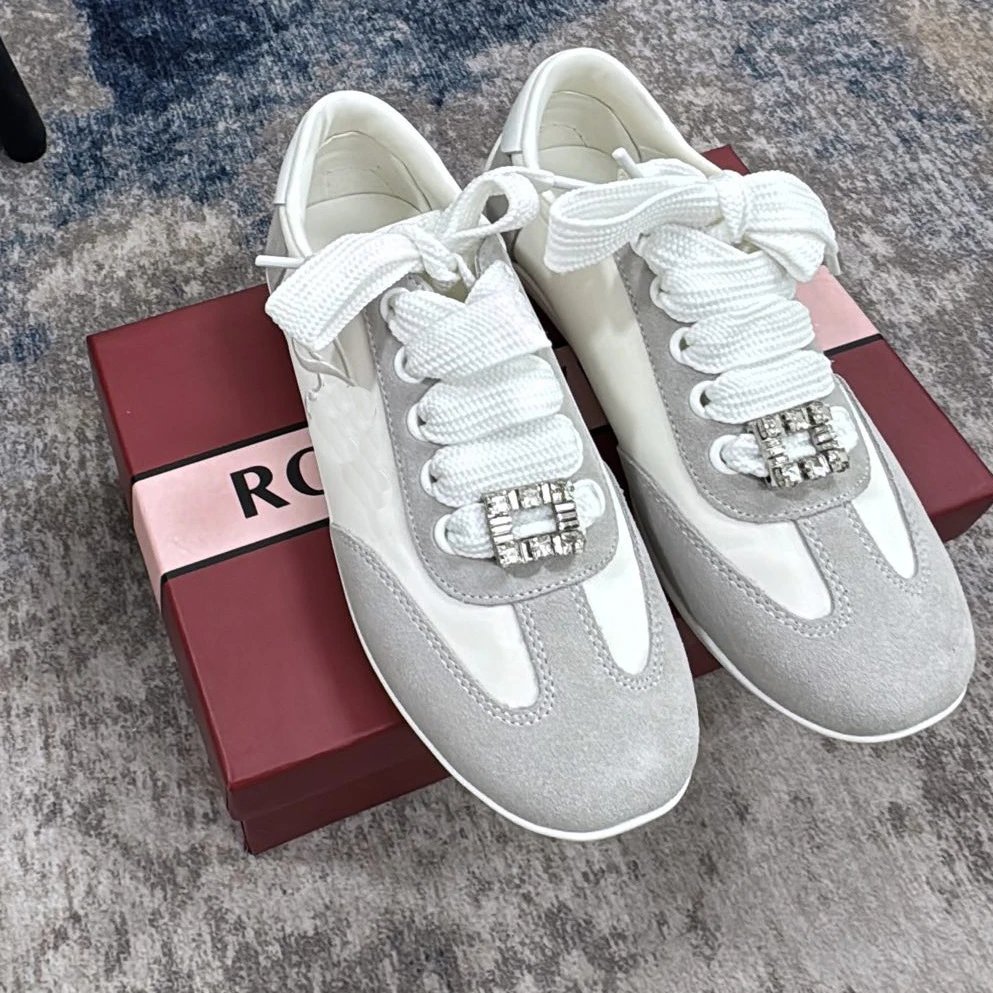 Design Rochas x Crystal-Embellished Sneakers Gray and White Sneakers