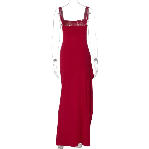 Design White Ruched High-Slit Maxi Dress - 63