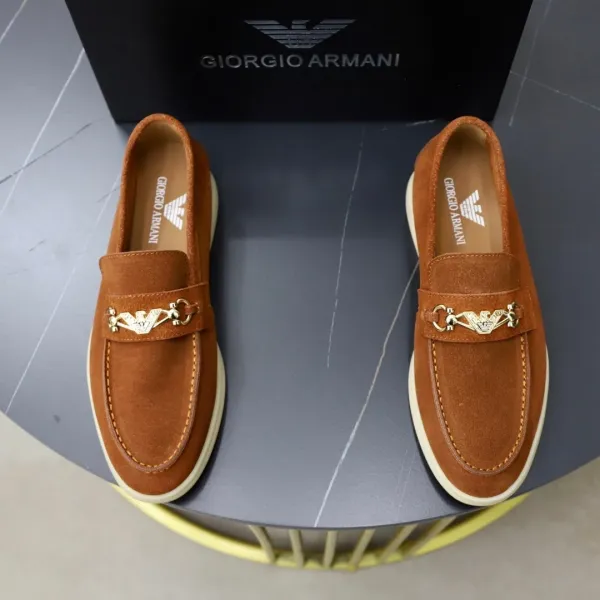 Giorgio Armani Loafer in Navy Suede with Eagle Buckle - 14