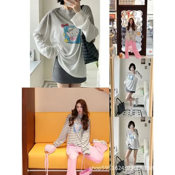 Hello Kitty Graphic Oversized Long Sleeve T-Shirt White - 2