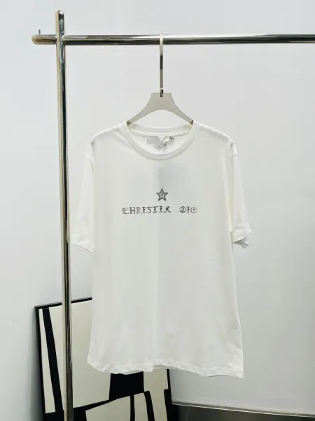 Dior Christia Dior Embroidered Star White T-Shirt - 1