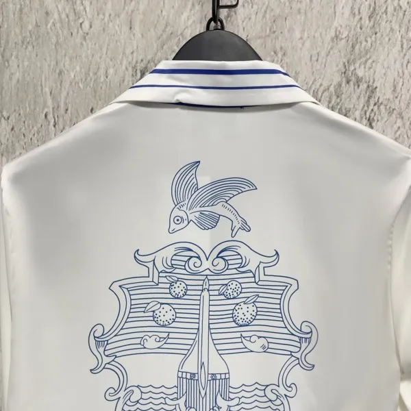 Casablanca Tennis Shirt White with Navy Stripes Shirt - 7