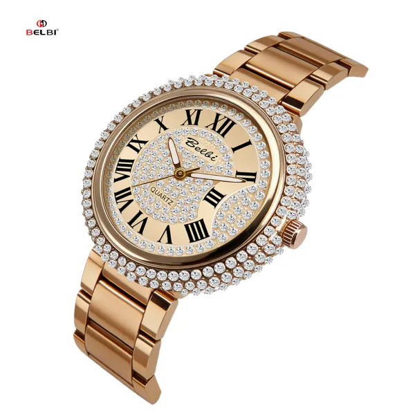 Design Belbi Crystal-Encrusted Roman Numeral Quartz Watch Silver Watches - 14