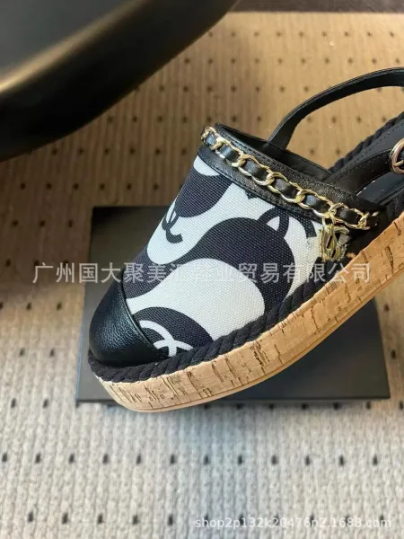 Chanel Mary Jane Espadrilles Navy and White Print Canvas Shoes Casual Shoes - 30