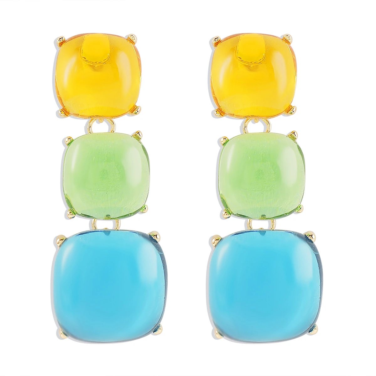 Yellow + Green + Blue Earrings
