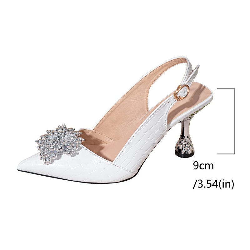 Slingback Heels with Crystal Embellishment Gold Heels