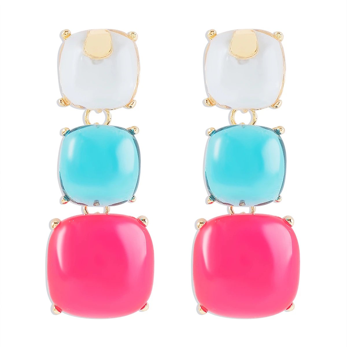 White + Blue + Rose Red Earrings