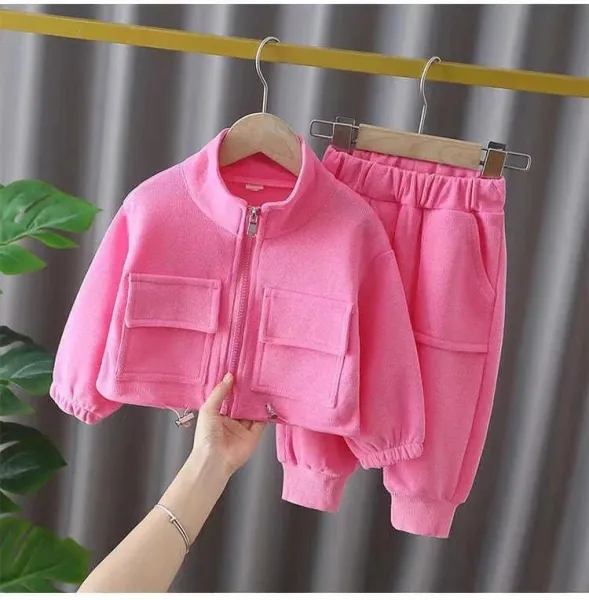Design Corduroy Zip-Up Jacket and Jogger Set Pink - 3