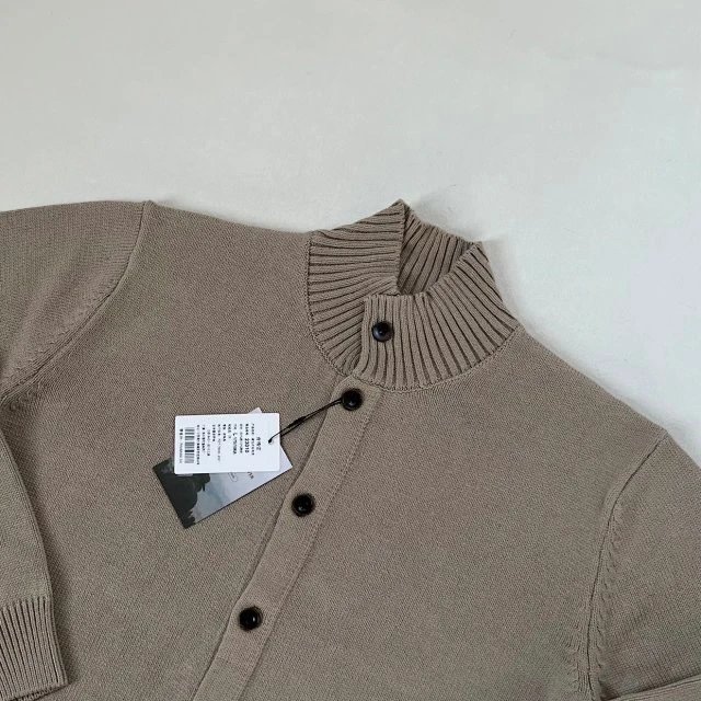 Design Beige Ribbed Collar Cardigan with Black Buttons Outerwear.cardigan - 19