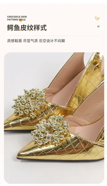 Design Crystal-Embellished White Slingback Pointed-Toe Heel - 7