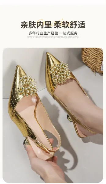 Design Crystal-Embellished White Slingback Pointed-Toe Heel - 8