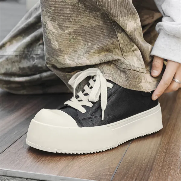 Design Chunky Platform Sneakers Black and Cream - 1
