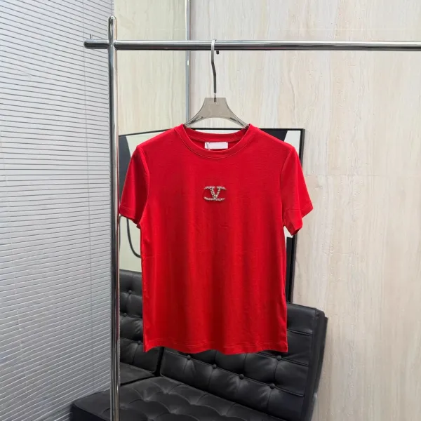 Valentino Garavani VLogo Crystal-Embellished Black T-Shirt - 4
