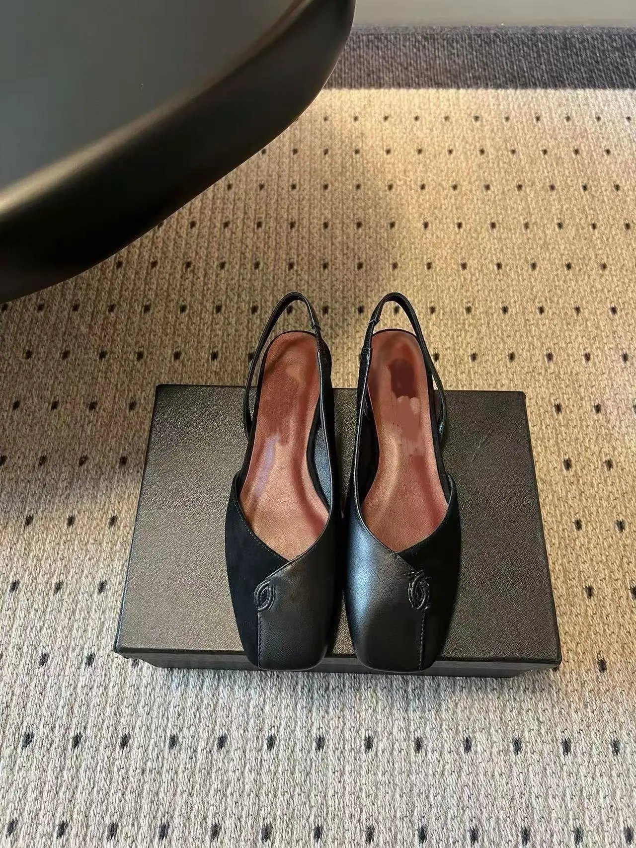 Two-Tone Slingback Loafers Beige and White Leather Shoes