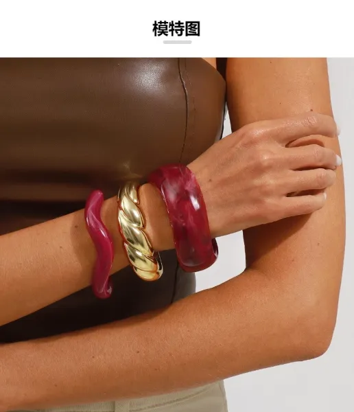 Design Studded Two-Tone Cuff Bracelet Gold Silver Jewelry - 5