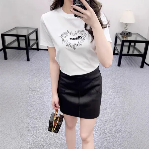 Chanel Floral Heart Embroidered White T-Shirt - 3