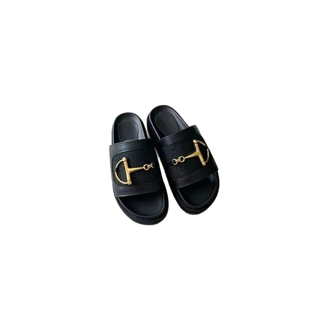 Gucci Horsebit GG Marmont Beige Casual Slides