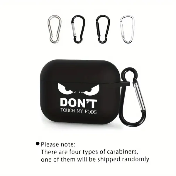 Design 'Don't Touch My Pods' Black Silicone AirPods Case with Carabiner Electronics - 5