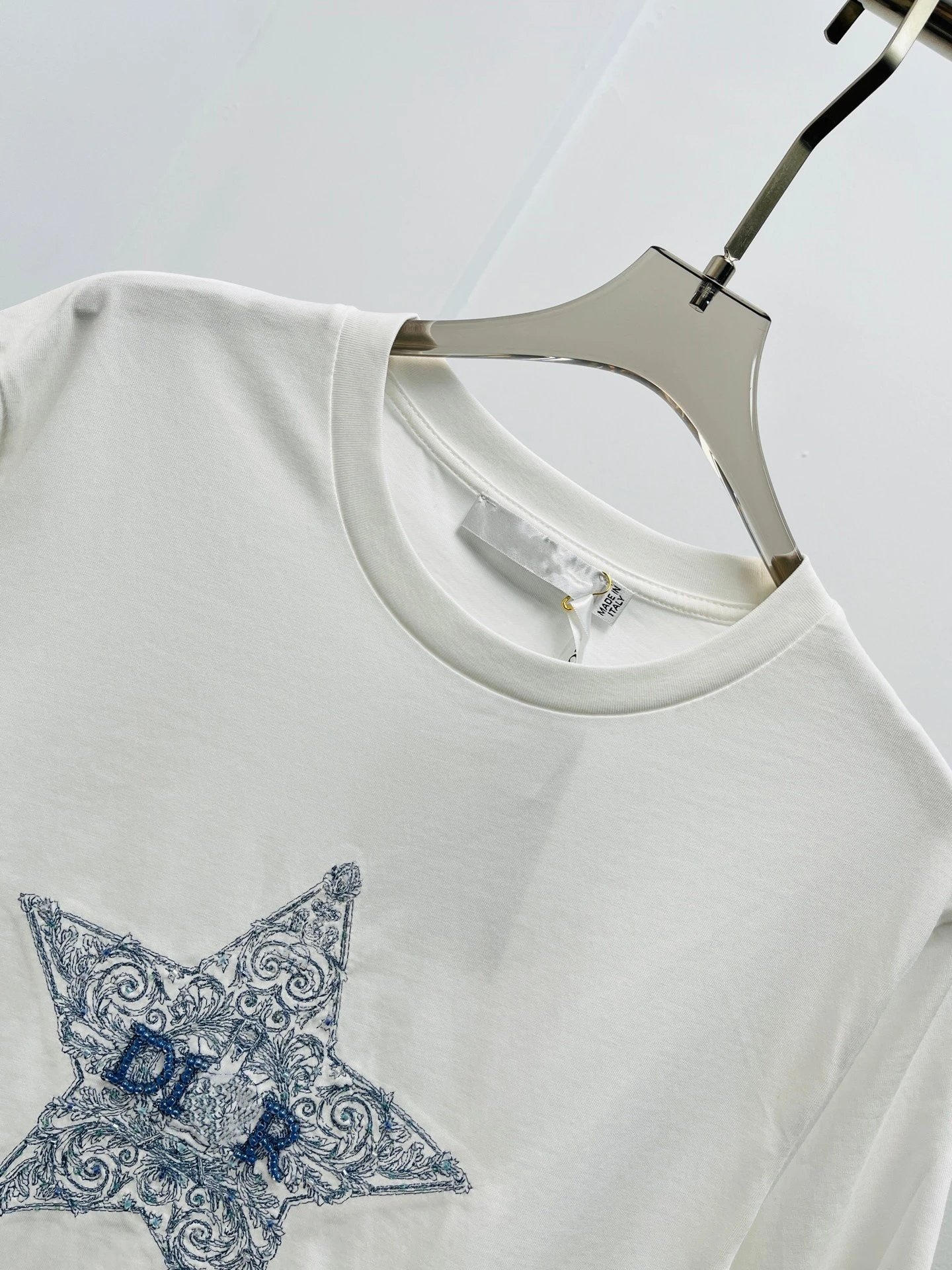 Dior Star Embroidered White T-Shirt - 7