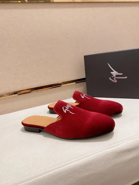 Design Giuseppe Zanotti Velvet Mule Slippers Black Slippers - 3