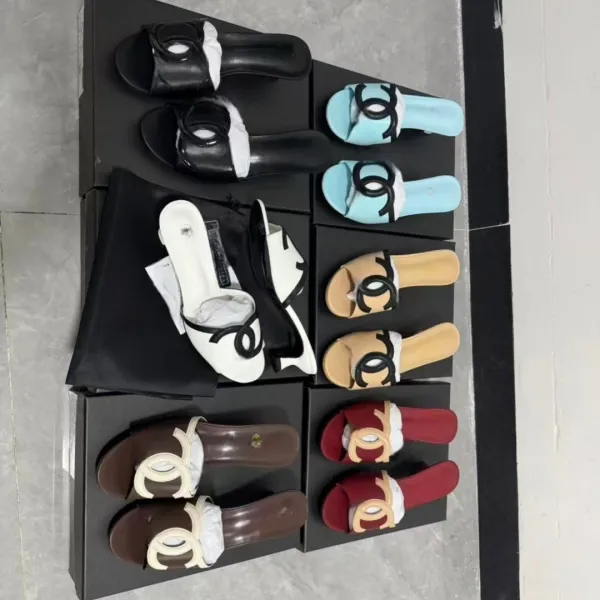 Chanel CC Logo Mule in Sky Blue Leather Heels - 3