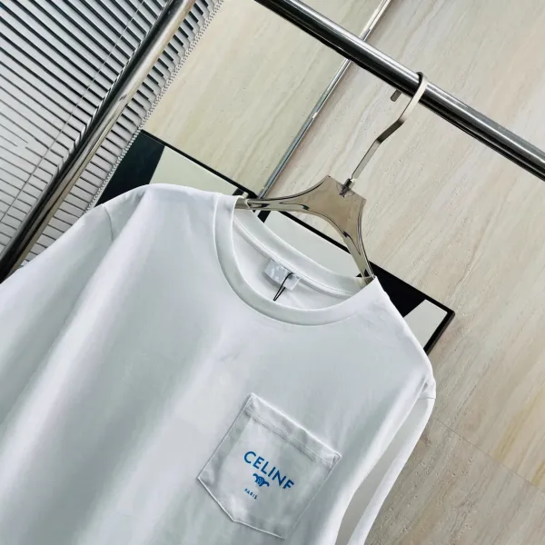 Celine Pocket Logo White T-Shirt - 6