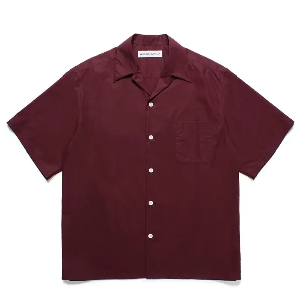 Design Wacko Maria Short-Sleeve Camp Shirt Burgundy Tops Shirt - 1