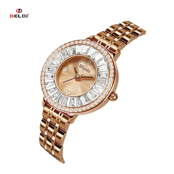 Design BELBI Crystal-Embellished Black Dial Stainless Steel Watch Watches - 20