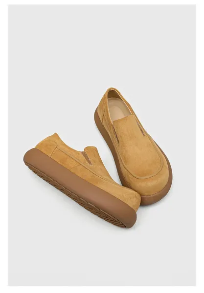 Design Suede Loafer Slip-On Beige Casual Shoes - 7
