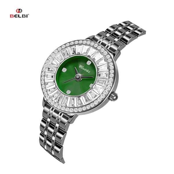 Design BELBI Crystal-Embellished Black Dial Stainless Steel Watch Watches - 23