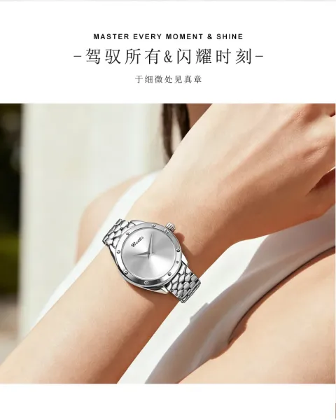 Design Belbi Women's Blue Dial Stainless Steel Watch with Scale-Link Bracelet Watches - 8