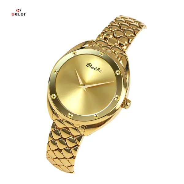 Design Belbi Women's Blue Dial Stainless Steel Watch with Scale-Link Bracelet Watches - 15