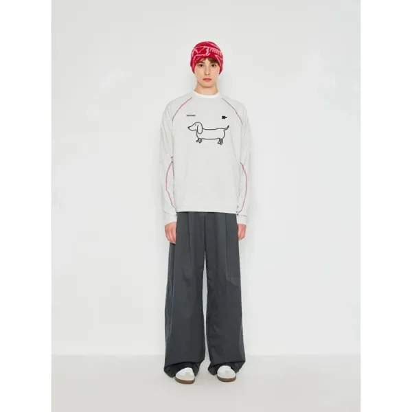 Design Dachshund Print Long-Sleeve Tee Gray T-Shirts - 7